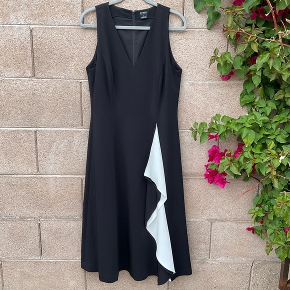 NWT Worth New York A-Line Draped Ruffle Sleeveless Midi Dress Size 8 Grunge Goth - Picture 2 of 12